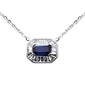 <span style="color:purple">SPECIAL!</span> .52ct G SI 14K White Gold Diamond & Blue Sapphire Gemstone Pendant Necklace 16+2" Ext