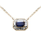 <span style="color:purple">SPECIAL!</span> .50ct G SI 14K Yellow Gold Diamond & Blue Sapphire Gemstone Pendant Necklace 16+2" Ext