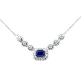 <span style="color:purple">SPECIAL!</span> .35ct G SI 14K White Gold Diamond & Blue Sapphire Gemstones Pendant Necklace 16+2" Ext