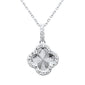 <span style="color:purple">SPECIAL!</span>.24ct G SI 14K White Gold Diamond Clover Pendant Necklace 18" Long Chain