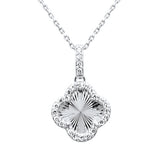 .24ct G SI 14K White Gold Diamond Clover Pendant Necklace 18" Long Chain