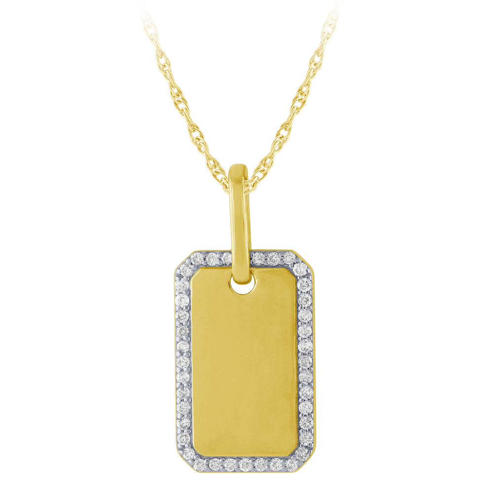 .16ct G SI 14K Yellow Gold Diamond Dome Pendant Necklace 18" Long Chain