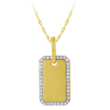 .16ct G SI 14K Yellow Gold Diamond Dome Pendant Necklace 18" Long Chain