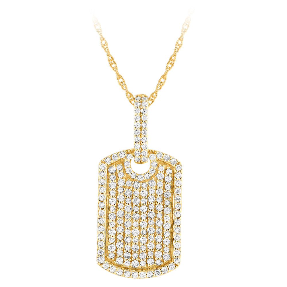 .84ct G SI 14K Yellow Gold Diamond Dome Pendant Necklace 18" Long Chain