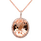 <span style="color:purple">SPECIAL!</span> 5.04ct G SI 14K Rose Gold Diamond & Oval Morganite Gemstone Pendant Necklace 16" Long Chain