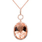 <span style="color:purple">SPECIAL!</span> 7.66ct G SI 14K Rose Gold Diamond & Morganite Gemstone Pendant Necklace 16" Long Chain