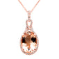 <span style="color:purple">SPECIAL!</span> 3.93ct G SI 14K Rose Gold Diamond & Morganite Gemstone Pendant Necklace 16" Long Chain