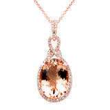 3.93ct G SI 14K Rose Gold Diamond & Morganite Gemstone Pendant Necklace 16" Long Chain