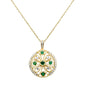 <span style="color:purple">SPECIAL!</span>.48ct G SI 14K Yellow Gold Diamond & Emerald Gemstone Round Pendant Necklace 18" Long