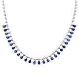 12.60ct G SI 14K White Gold Diamond & Blue Sapphire Gemstone Pendant Necklace 16+2" Long