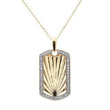 .20ct G SI 14K Yellow Gold Diamond Medallion Dog Tag Charm Pendant Necklace 18" Long Chain
