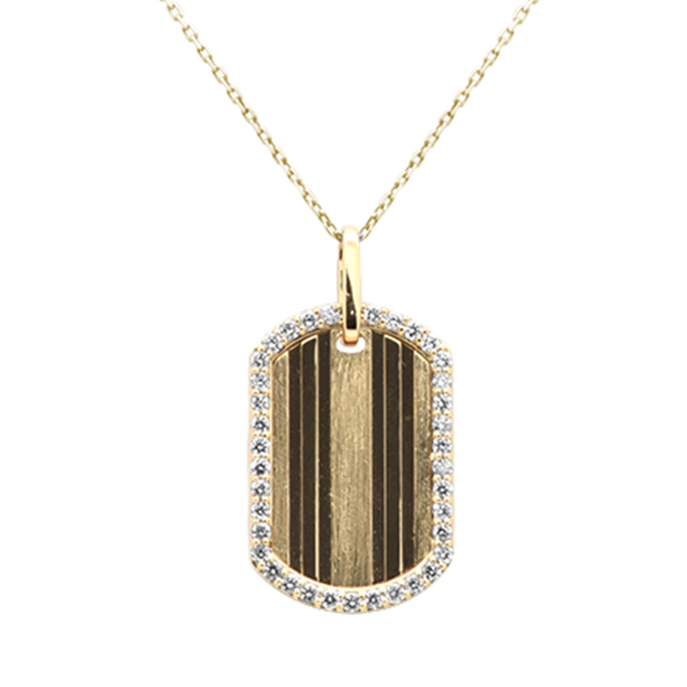 <span style="color:purple">¡ESPECIAL!</span>.50ct G SI 14K Oro Amarillo Diamante Medallón Placa Militar Dije Collar 18" de Largo