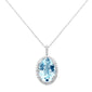 <span style="color:purple">SPECIAL!</span>6.04ct G SI 14K White Gold Diamond & Oval Shape Aquamarine Gemstone Pendant Necklace 16" Long Chain