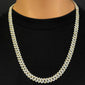 <span style="color:purple">SPECIAL!</span> 9MM 8.56ct G SI 14K Yellow & White Gold Diamond Square Cuban Chain Necklace 22" Long