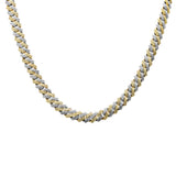 9MM 8.56ct G SI 14K Yellow & White Gold Diamond Square Cuban Chain Necklace 22" Long