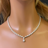 19.24ct G SI Center 1.01ct 14K White Gold Pear Shape Diamond Pendant Necklace 16" Long