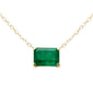 <span style="color:purple">SPECIAL!</span> .90ct G SI 14K Yellow Gold  Emerald Gemstone Solitaire Pendant Necklace 18" Long