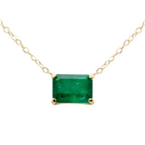 .90ct G SI 14K Yellow Gold  Emerald Gemstone Solitaire Pendant Necklace 18" Long