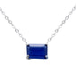 <span style="color:purple">SPECIAL!</span> .87ct G SI 14K White Gold Blue Sapphire Solitaire Gemstone Pendant Necklace 18" Long