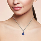3.50ct G SI 14K White Gold Diamond & Blue Sapphire Gemstone Pendant  No Chain