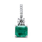 <span style="color:purple">SPECIAL!</span> 4.48ct G SI 14K White Gold Diamond & Emerald Gemstone Pendant  No Chain