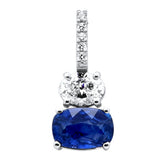 <span style="color:purple">SPECIAL!</span> 4.06ct G SI 14K White Gold Diamond Oval Shape & Blue Sapphire Gemstone Pendant  No Chain