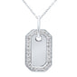 <span style="color:purple">SPECIAL!</span>.49ct G SI 14K White Gold Diamond Name Dog Tag Pendant Necklace 18" Long