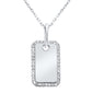 .16ct G SI 14K White Gold Diamond Name Tag Pendant Necklace 18" Long