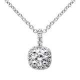 .44ct G SI 14K White Gold Round Diamond Halo Pendant Necklace  18" Long