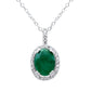 <span style="color:purple">SPECIAL!</span> 1.19ct G SI 14K White Gold Diamond & Emerald Gemstone Pendant Necklace 18"