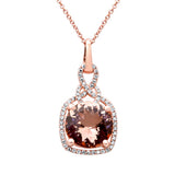 3.68ct G SI 14K Rose Gold Diamond & Morganite Gemstone Pendant Necklace 16"