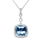 <span style="color:purple">SPECIAL!</span> 2.70ct G SI 14K White Gold Diamond & Aquamarine Gemstone Pendant Necklace 16"