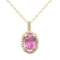 <span style="color:purple">SPECIAL!</span> 1.09ct G SI 14K Yellow Gold Diamond & Pink Sapphire Gemstone Pendant Necklace 18"