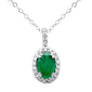 <span style="color:purple">SPECIAL!</span> .51ct G SI 14K White Gold Diamond & Emerald Gemstone Pendant Necklace 18" Long