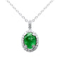 <span style="color:purple">SPECIAL!</span> 1.11ct G SI 14K White Gold Diamond & Emerald Gemstone Pendant Necklace 18"