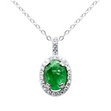 <span style="color:purple">SPECIAL!</span> 1.11ct G SI 14K White Gold Diamond & Emerald Gemstone Pendant Necklace 18"