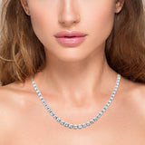 10.18ct G SI 14K White Gold Diamond Graduated Tennis Necklace 16" Long Chain