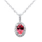 <span style="color:purple">SPECIAL!</span> .81ct G SI 14K White Gold Diamond & Pink Sapphire Gemstone Pendant Necklace 18"