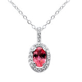 .81ct G SI 14K White Gold Diamond & Pink Sapphire Gemstone Pendant Necklace 18"