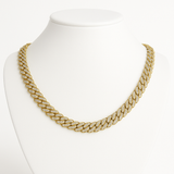 <span style="color:purple">SPECIAL!</span> 13MM 15.90ct 14KT Yellow Gold Diamond Round Cuban Necklace 22"