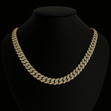 <span style="color:purple">SPECIAL!</span> 13MM 15.90ct 14KT Yellow Gold Diamond Round Cuban Necklace 22"