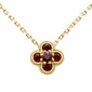 .27ct G SI 14K Yellow Gold Ruby Gemstone Clover Pendant Necklace 18" Chain