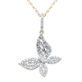 <span style="color:purple">SPECIAL!</span>.42ct G SI 14K Yellow Gold Diamond Butterfly Pendant 18" Chain