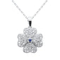 <span style="color:purple">SPECIAL!</span>.50ct G SI 14K White Gold Diamond & Blue Sapphire Gemstone Clover Pendant 18" Chain