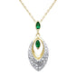 <span style="color:purple">SPECIAL!</span>.36ct G SI 14K Yellow Gold Diamond & Emerald Gemstone Pendant 18" Chain