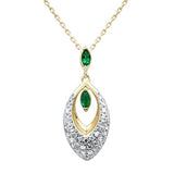 <span style="color:purple">SPECIAL!</span>.30ct G SI 14K Yellow Gold Diamond & Emerald Gemstone Pendant 18" Chain