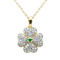 <span style="color:purple">SPECIAL!</span>.49ct G SI 14K Yellow Gold Diamond & Emerald Gemstone Clover Pendant 18" Chain