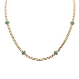 <span style="color:purple">SPECIAL!</span> .69ct G SI 14K Yellow Gold Emerald Gemstone Clover Cuban Pendant Necklace 16 + 2" Chain