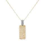 .08ct G SI 14K Yellow Gold Nugget Brushed Finish Diamond Pendant Necklace 18" Chain