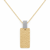 .08ct G SI 14K Yellow Gold Nugget Brushed Finish Diamond Pendant Necklace 18" Chain
